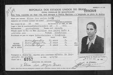 Passaporte de Elisa dos Anjos Brás