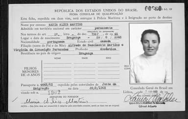 Passaporte de Maria Alice Martins