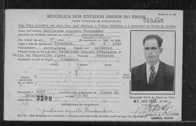 Passaporte de Guilherme Augusto Fernandes