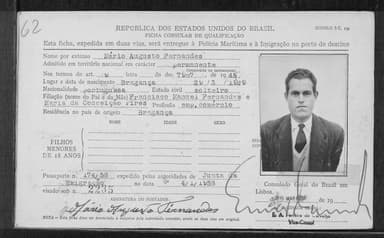 Passaporte de Mário Augusto Fernandes