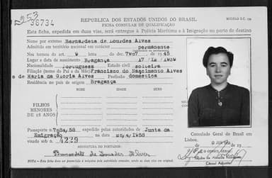 Passaporte de Bernardete de Lourdes Alves