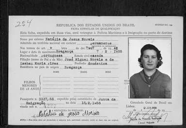 Passaporte de Natália de Jesus Morais