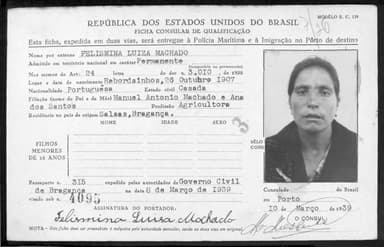 Passaporte de Felismina Luísa Machado