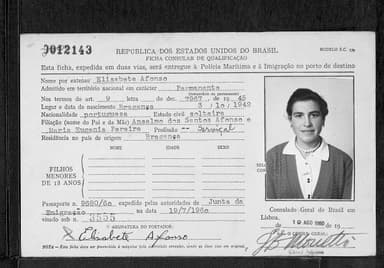 Passaporte de Elisabete Afonso