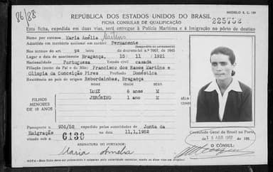 Passaporte de Maria Amélia Martins