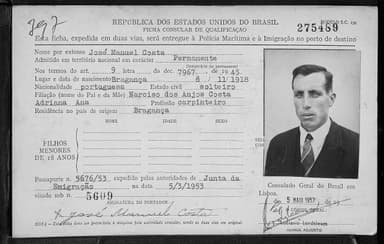 Passaporte de José Manuel Costa