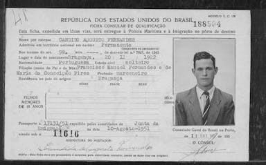 Passaporte de Cândido Augusto Fernandes