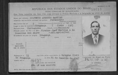 Passaporte de Silvério Augusto Martins